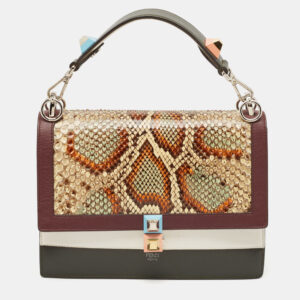 Fendi Multicolor Leather and Python Medium Kan I Top Handle Bag