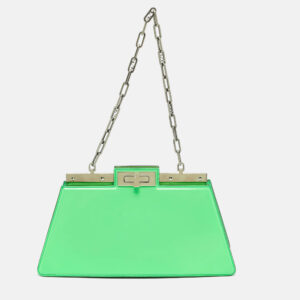 fendi green brushed leather medium peekaboo cut bag
