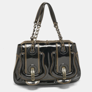 Fendi Black patent Leather B Shoulder Bag
