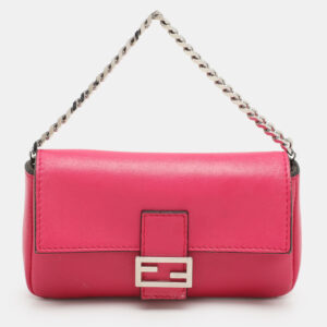Fendi Pink Leather Micro Baguette Bag