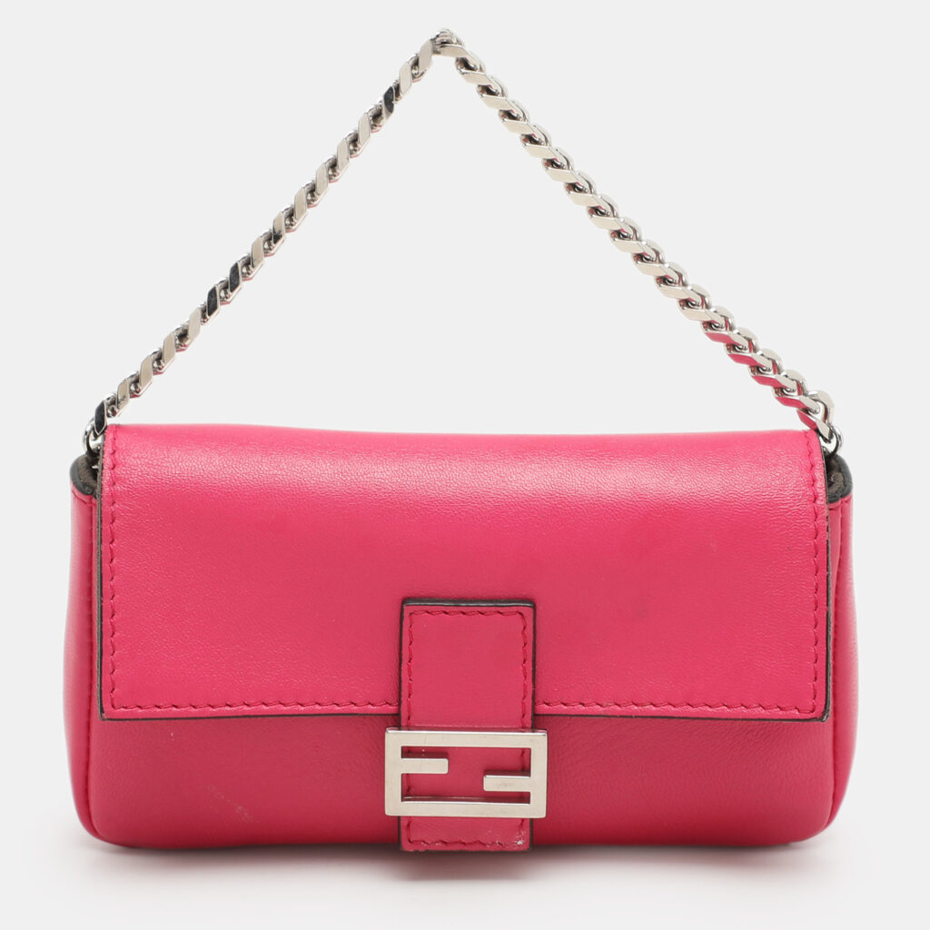 luxury-women-fendi-used-handbags-p1151792-001 Fendi Pink Leather Micro Baguette Bag