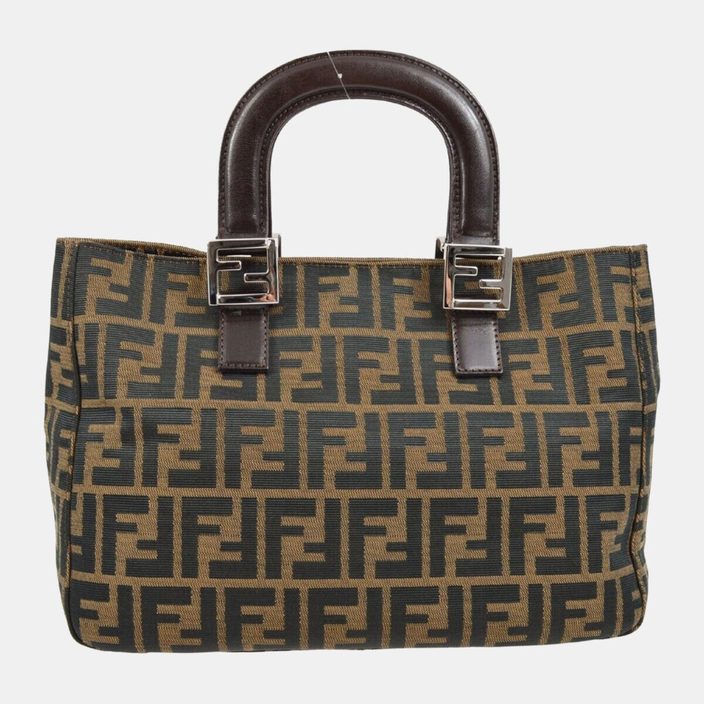 luxury-women-fendi-used-handbags-p1155481-008 Fendi Brown Zucca Canvas Tote Bag
