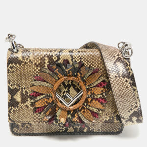 fendi beige python kan i f logo shoulder bag