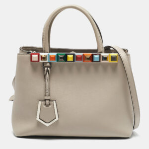 fendi light beige leather stud applique petite 2jours elite tote