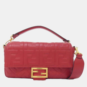 Fendi Baguette Red Lambskin Shoulder Bag