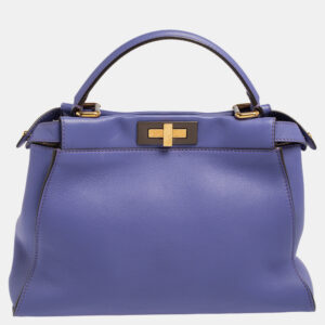 Fendi Purple Leather Medium Peekaboo Top Handle Bag
