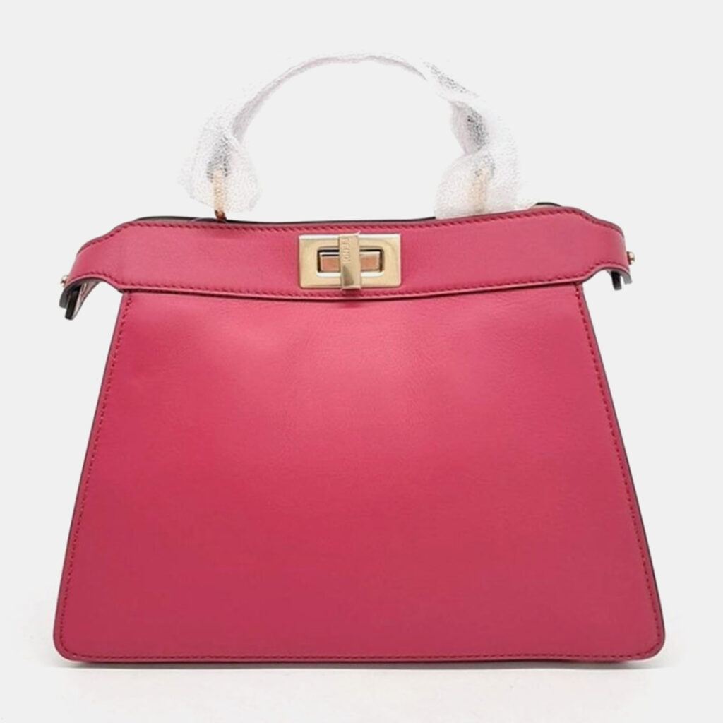 luxury-women-fendi-used-handbags-p992682-001 Fendi Hot Pink Leather Small Peekaboo ISeeU Tote Bag