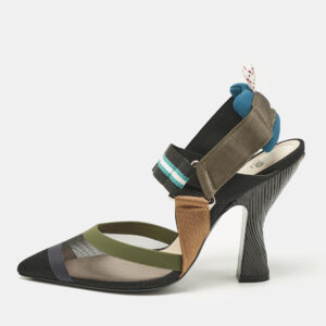 Fendi Multicolor Mesh and Fabric Colibri Slingback Pumps&nbsp;Size 37