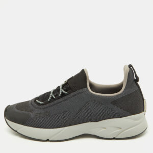 Fendi Dark Grey/Black Knit Fabric Faster Slip On Low Top Sneakers Size 40