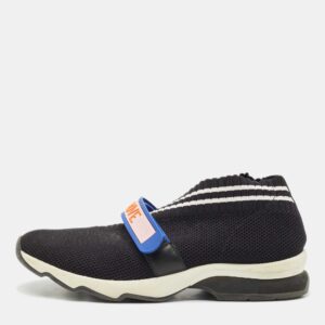 Fendi Black Knit Fabric Rockoko Low Top Sneakers Size 38