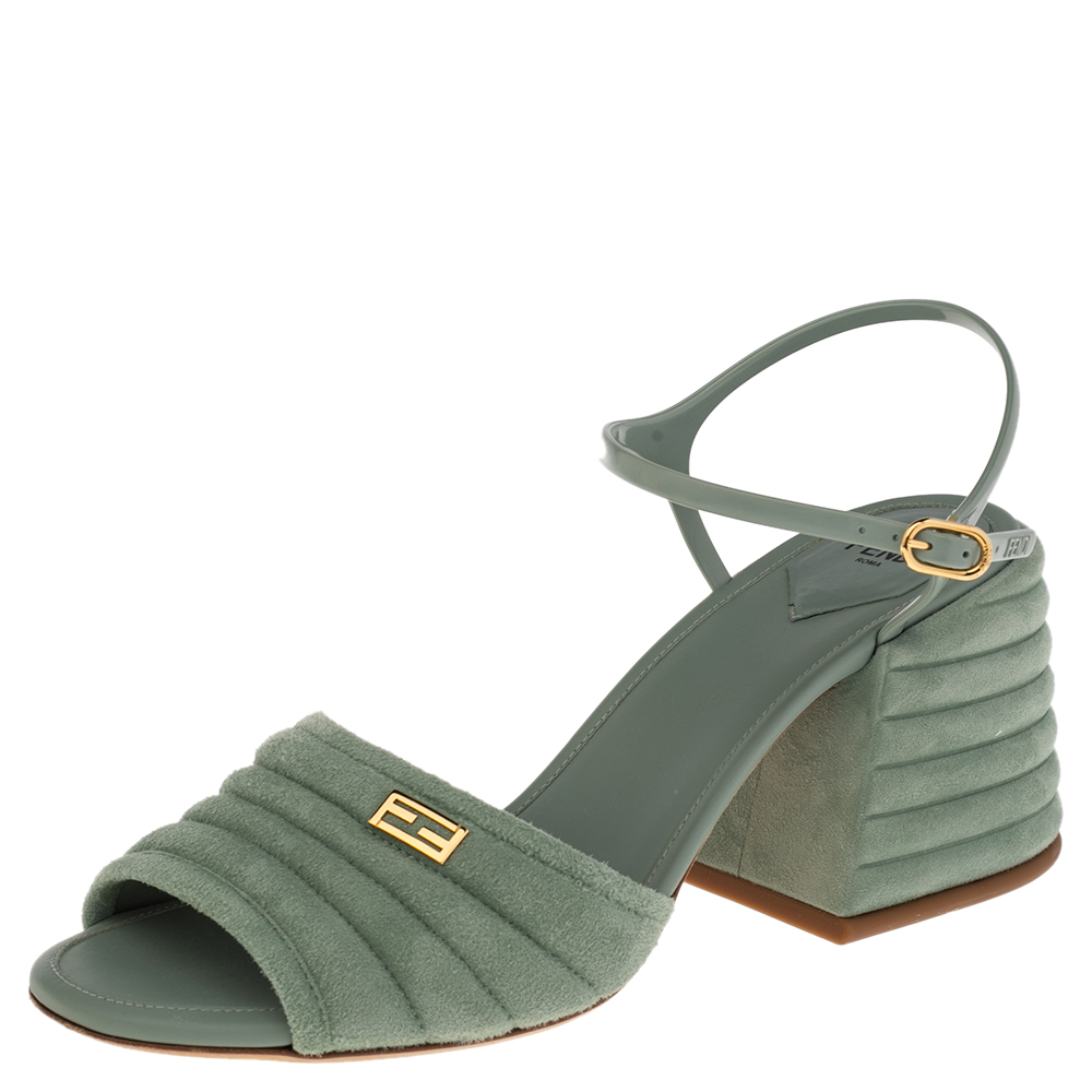 luxury-women-fendi-used-shoes-p504228-007-2 Fendi Light Blue Suede And Jelly Promenade Sandals Size 39