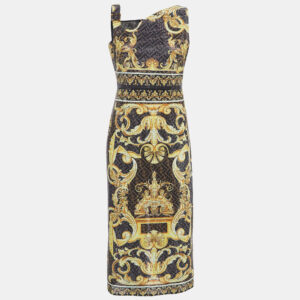 Fendi X Versace Brown Zucca Baroque Printed Crystal Embellished Dress M