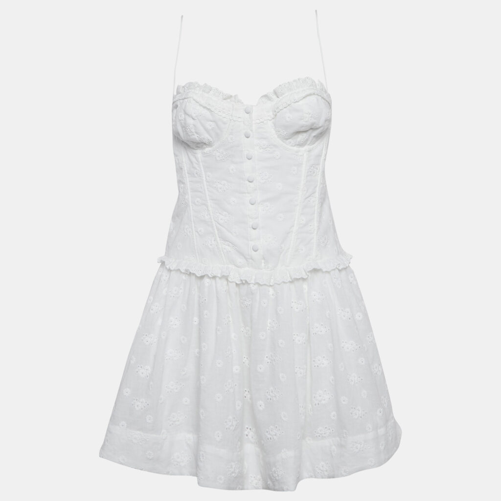 luxury-women-for-love-lemons-used-clothes-p1091619-006 For Love And Lemons White Embroidered Cotton Sleeveless Mini Dress L