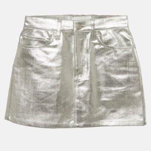Frame Silver Coated Denim Mini Skirt S