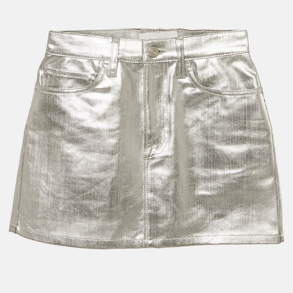 luxury-women-frame-used-clothes-p1146389-004 Frame Silver Coated Denim Mini Skirt S