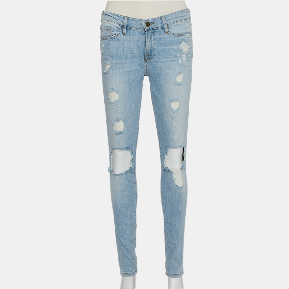 luxury-women-frame-used-clothes-p432285-009 Frame Blue Faded Denim Skinny Destroyed Nowita Jeans M