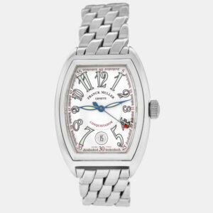 Franck Muller White Stainless Steel Conquistador 8000SC Automatic Women's Wristwatch 35 mm