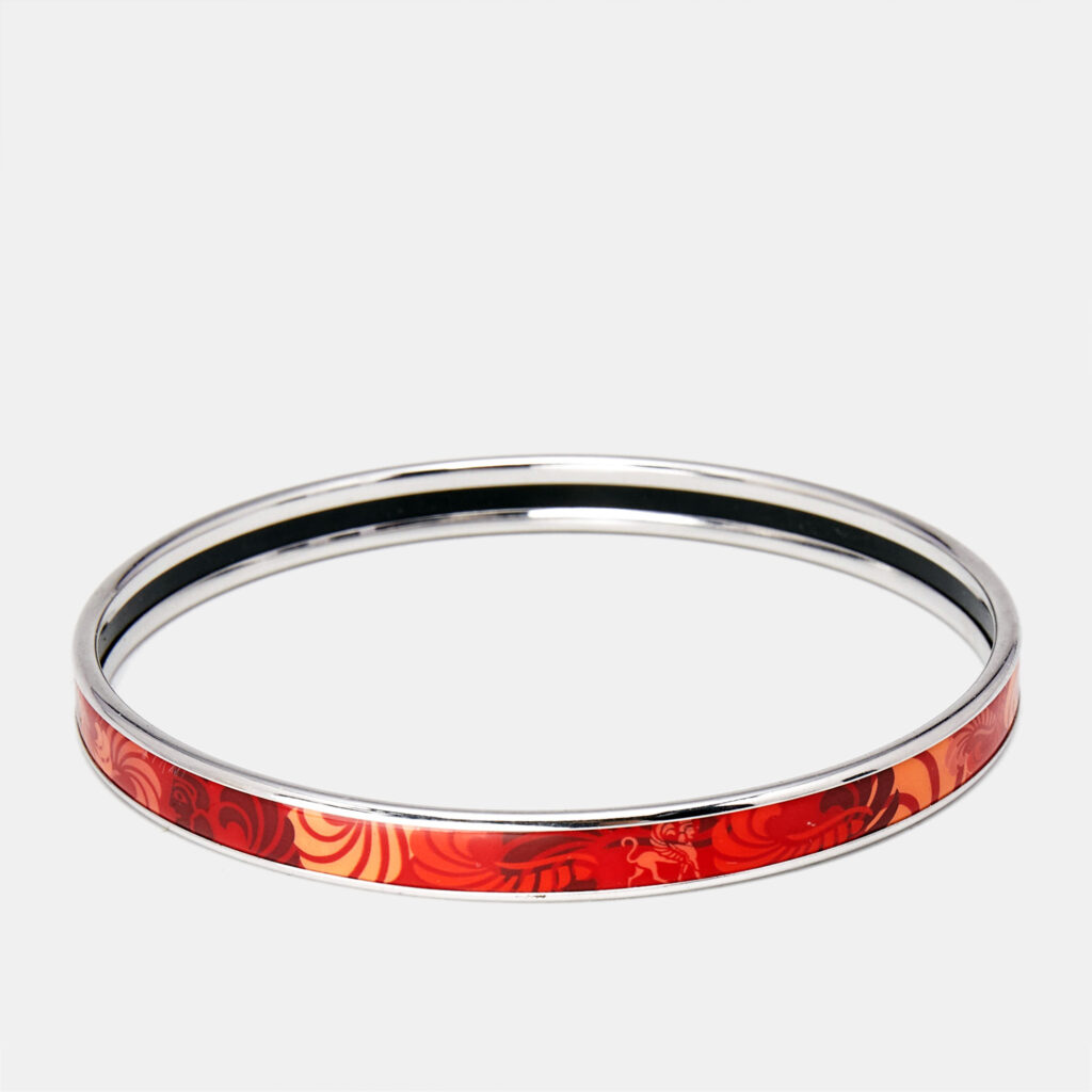 luxury-women-frey-wille-used-accessories-p1148952-003 Frey Wille Red Enamel Silver Tone Ultra Bangle Bracelet