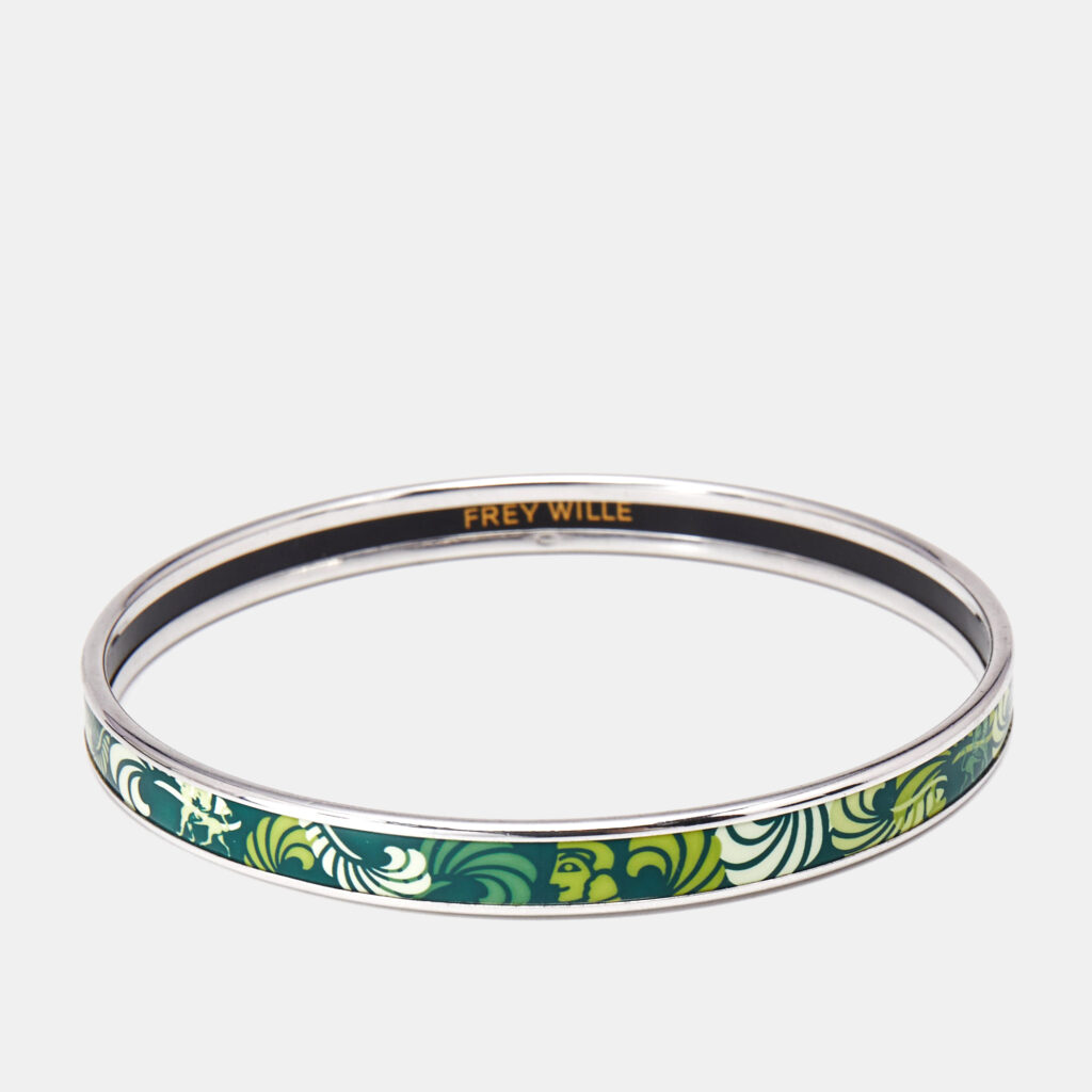 luxury-women-frey-wille-used-accessories-p1148956-003 Frey Wille Green Fire Enamel Silver Tone Ultra Bangle Bracelet