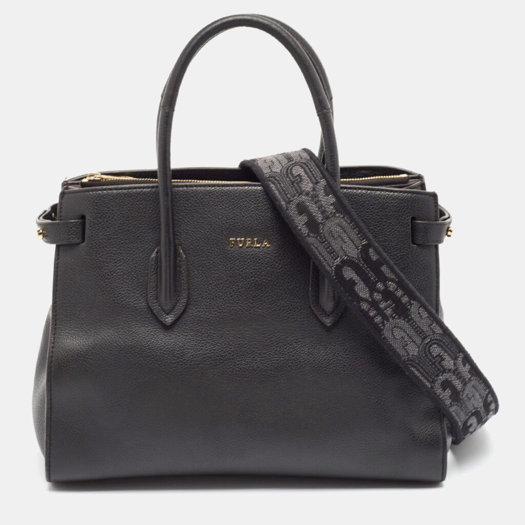 Furla Black Leather Pin S Tote