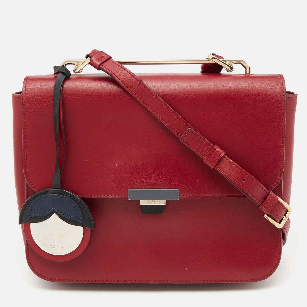 luxury-women-furla-used-handbags-p1097767-012 Furla Burgundy Leather Elisir Shoulder Bag
