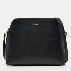 Furla Black Leather Dome Crossbody Bag