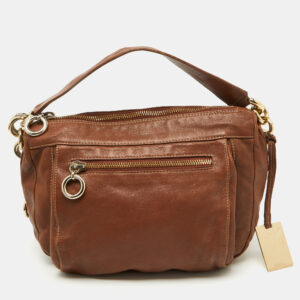 Furla Brown Leather Pebbled Hobo
