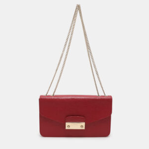 Furla Red Leather Metropolis Chain Shoulder Bag