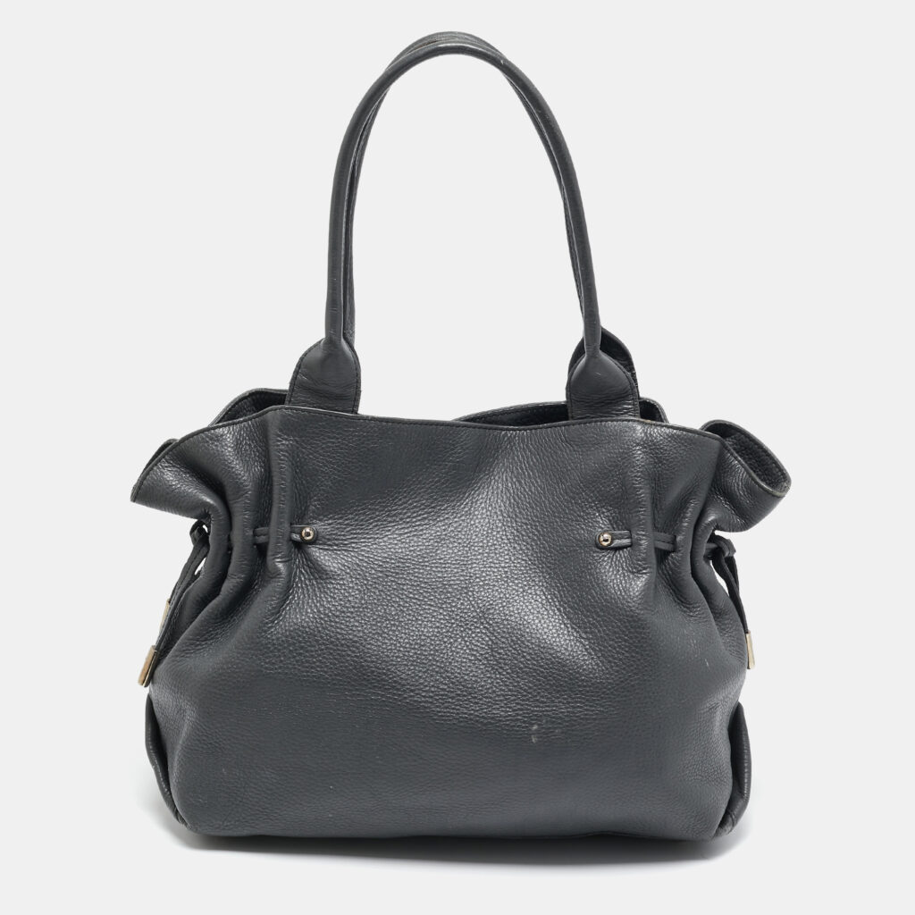 luxury-women-furla-used-handbags-p1135061-012.jpg Furla Dark Grey Leather Side Drawstring Tote