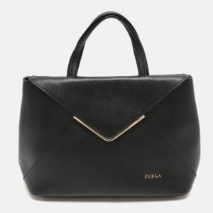 furla black leather kelis tote
