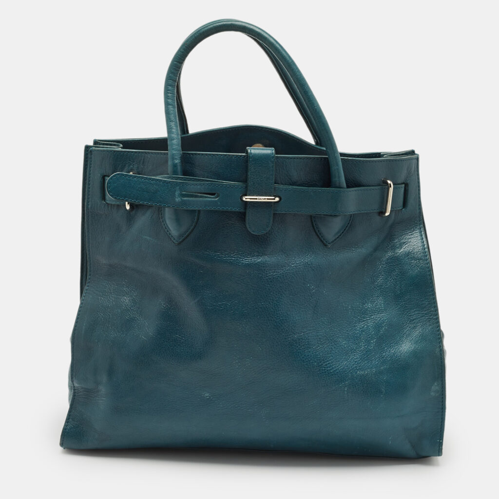 luxury-women-furla-used-handbags-p1168661-001 Furla Teal Green Leather Large Greta Tote