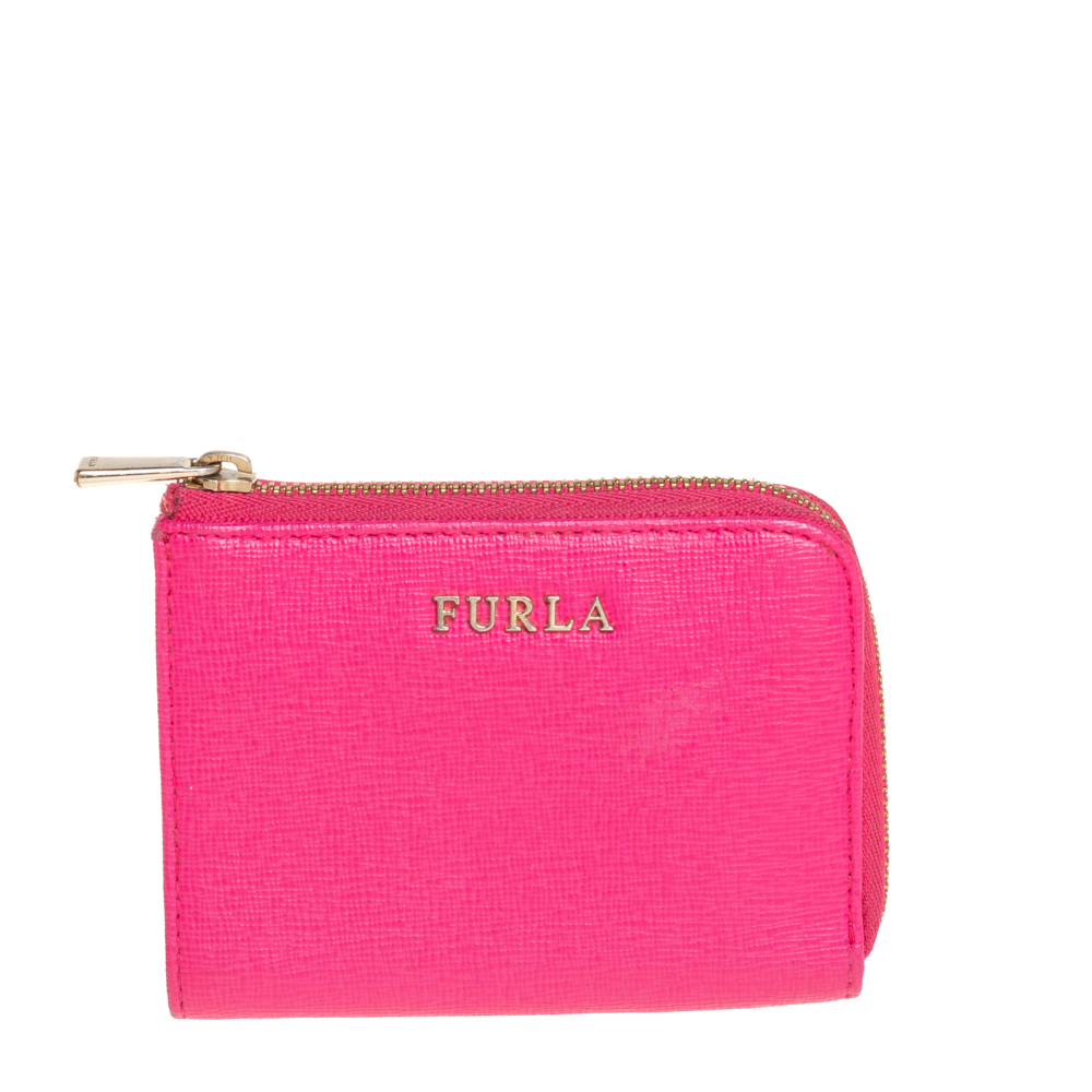 luxury-women-furla-used-handbags-p421047-005 Furla Pink Leather Zip Around Wallet