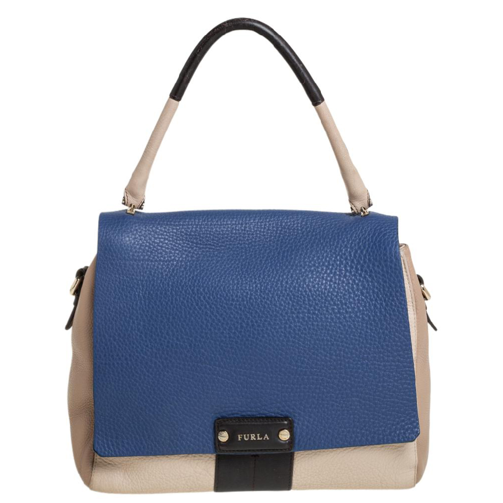 luxury-women-furla-used-handbags-p458550-009 Furla Multicolor Leather Flap Top Handle Bag
