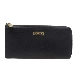 Furla Black Leather Zip Around Wallet