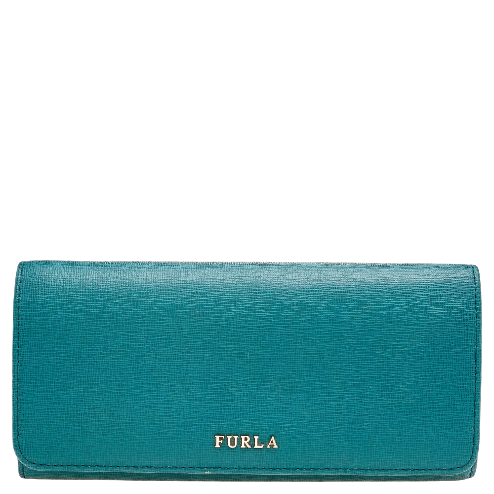 luxury-women-furla-used-handbags-p594503-006-2 Furla Teal Green Saffiano Leather Continental Wallet