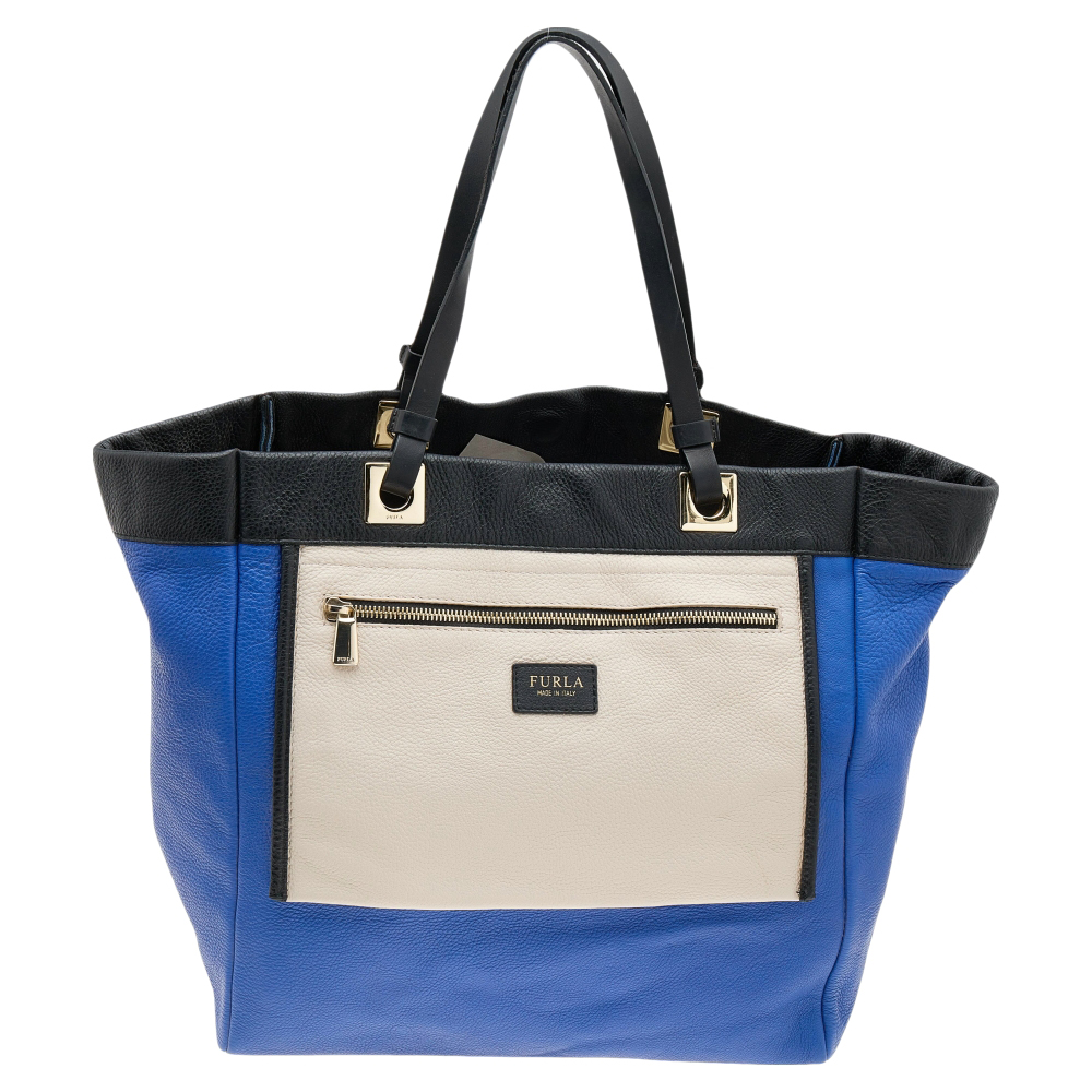 luxury-women-furla-used-handbags-p596641-013-2 Furla Tri Color Leather Shopper Tote
