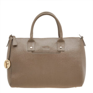 Furla Dark Beige Leather Medium Linda Tote