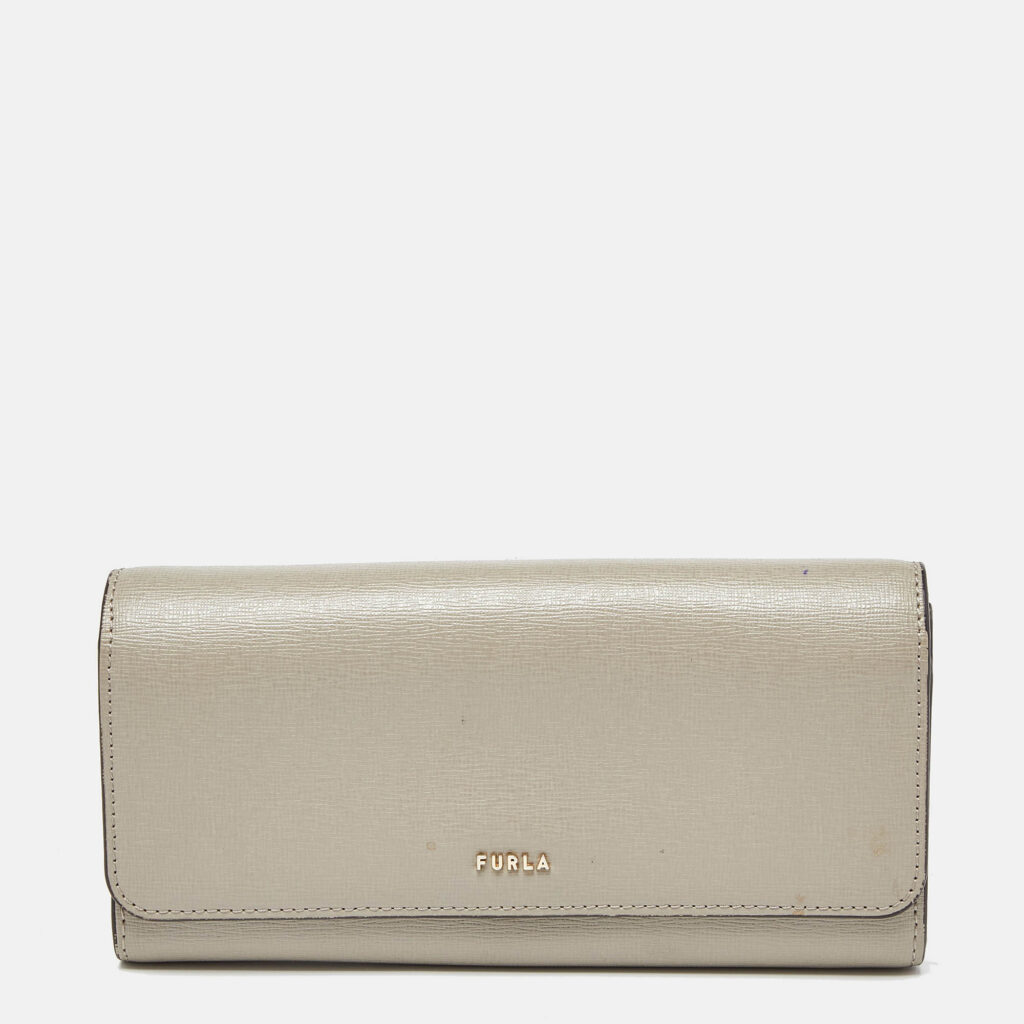 luxury-women-furla-used-handbags-p901626-007 Furla Grey Leather Flap Continental Wallet