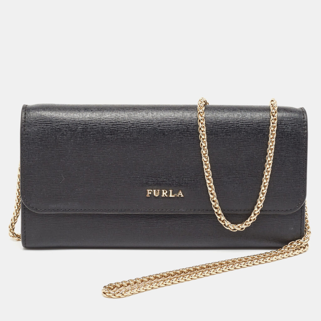 luxury-women-furla-used-handbags-p939415-007 Furla Black Leather Babylon Wallet on Chain
