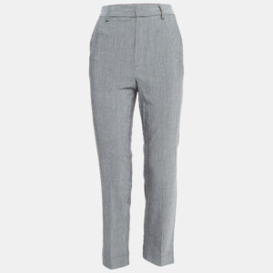 Ganni Grey Stretch Crepe Formal Trousers S