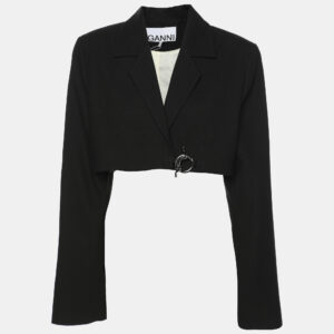 Ganni Black Cotton Cropped Jacket L