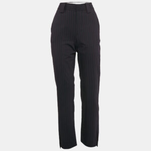 Ganni Navy Blue Pinstripe Gabardine Pants S