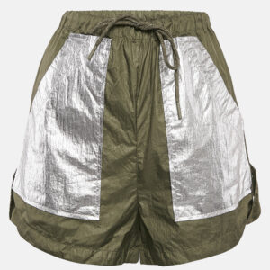 Ganni Green Nylon Silver Contrast Shorts S