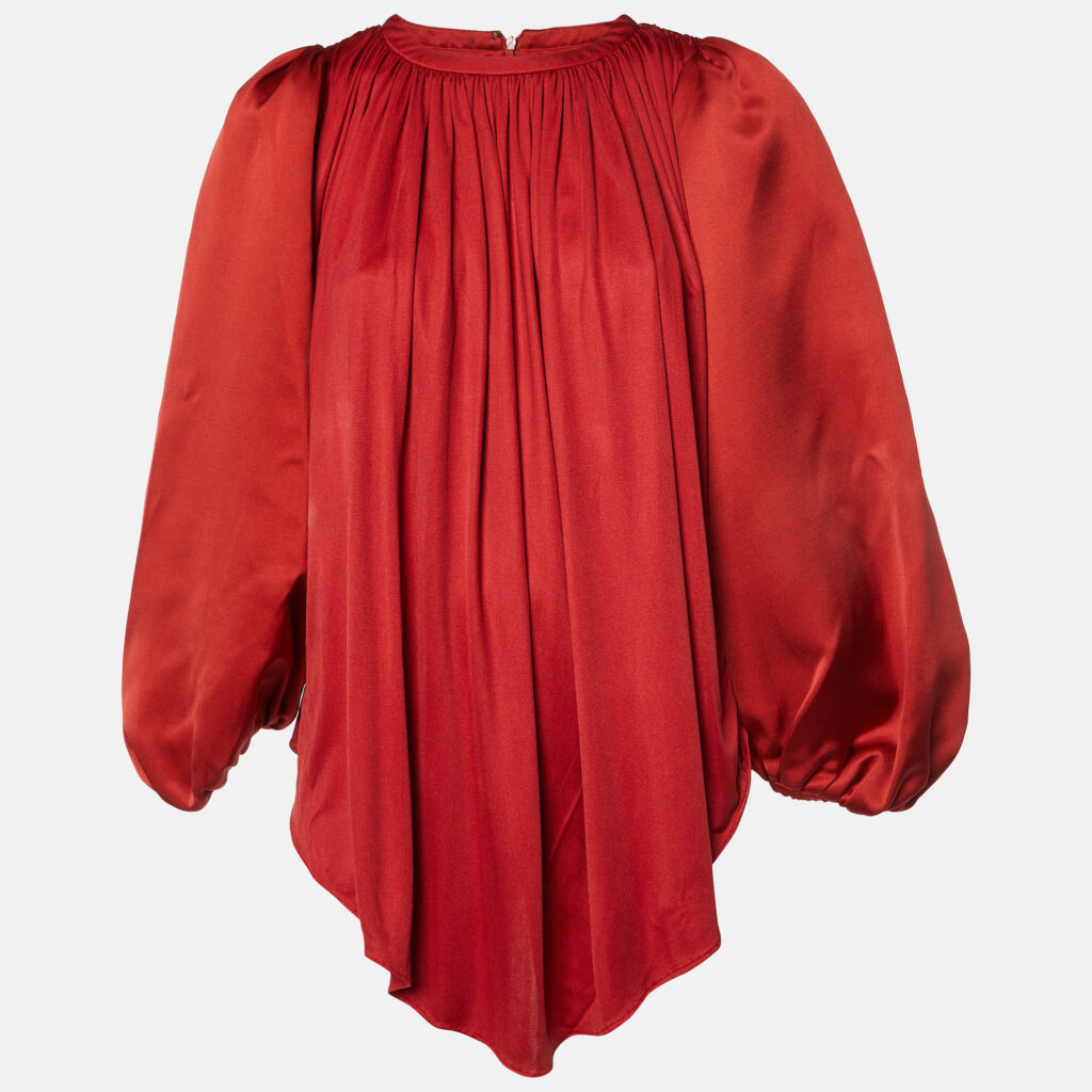 luxury-women-giambattista-valli-used-clothes-p1073739-003 Giambattista Valli Red Silk Jersey Puff Sleeve Mini Dress S