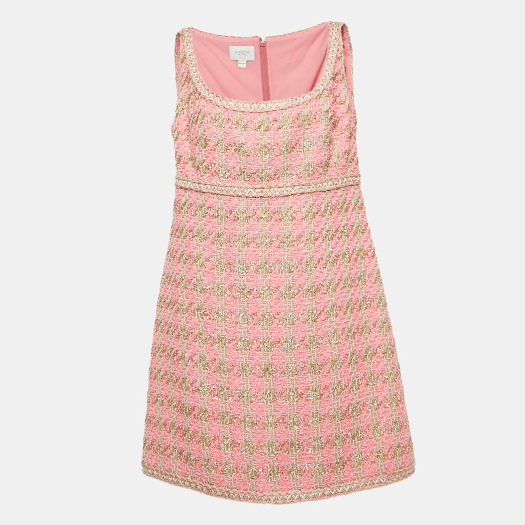 luxury-women-giambattista-valli-used-clothes-p1073896-001 Giambattista Valli Pink Lurex Tweed Sleeveless Mini Dress XL