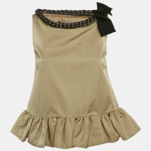Giambattista Valli Beige Wool Blend Chain Detail Sleeveless Top XXS