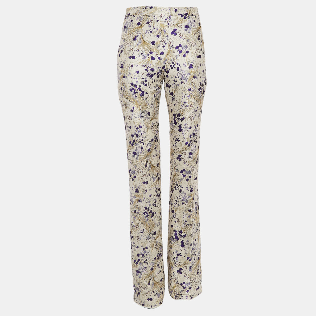 luxury-women-giambattista-valli-used-clothes-p978241-004 Giambattista Valli Off-White Floral Jacquard Flared Trousers XXS
