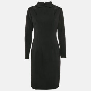 Gianfranco Ferre Black Crepe Turtle Neck Short Dress M