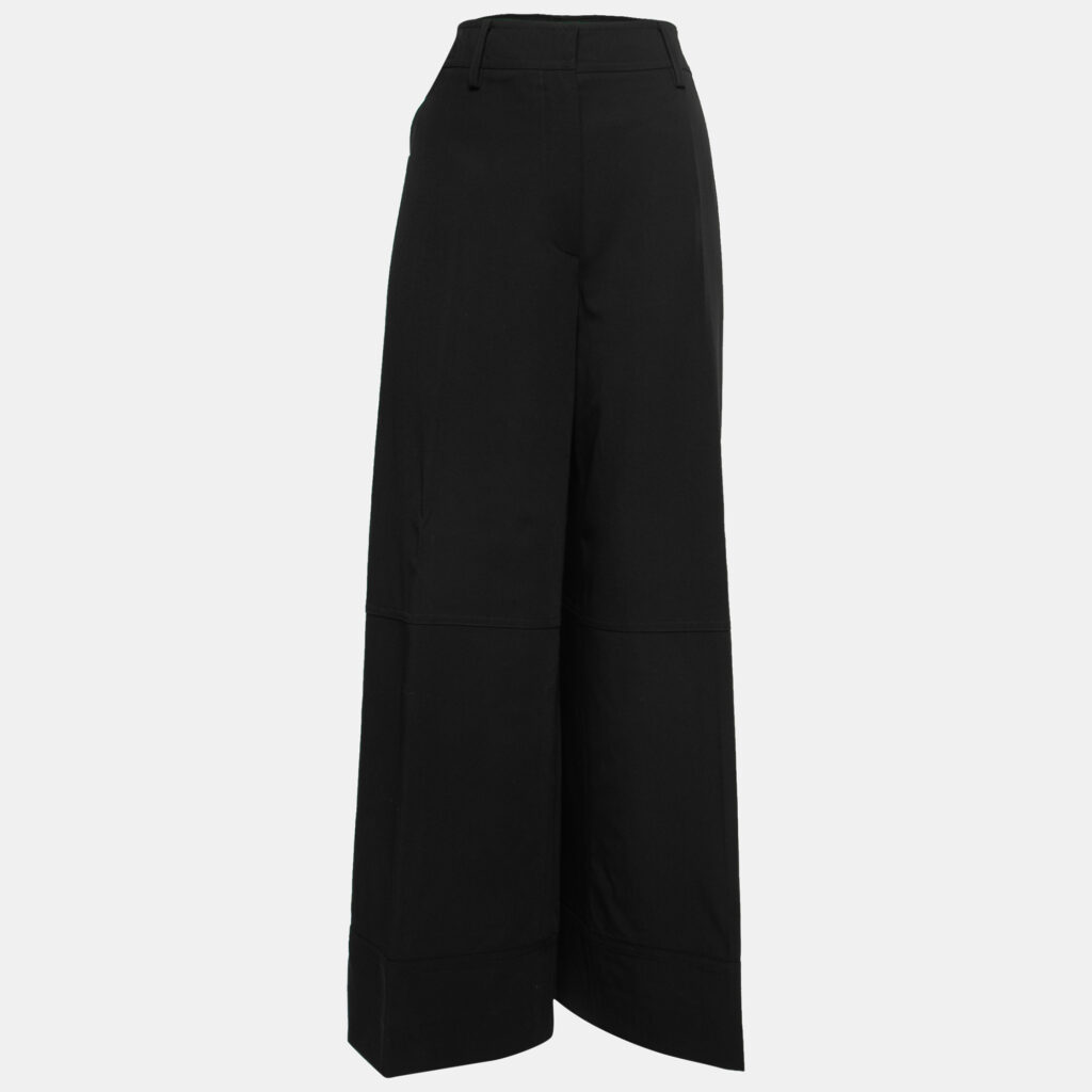 luxury-women-gianfranco-ferre-used-clothes-p726001-007 Gianfranco Ferre Vintage Black Wool-Crepe Wide Leg Pants L