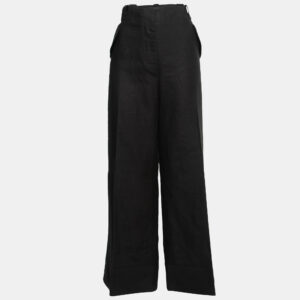 Gianfranco Ferre Vintage Black Linen Wide Leg Trousers L